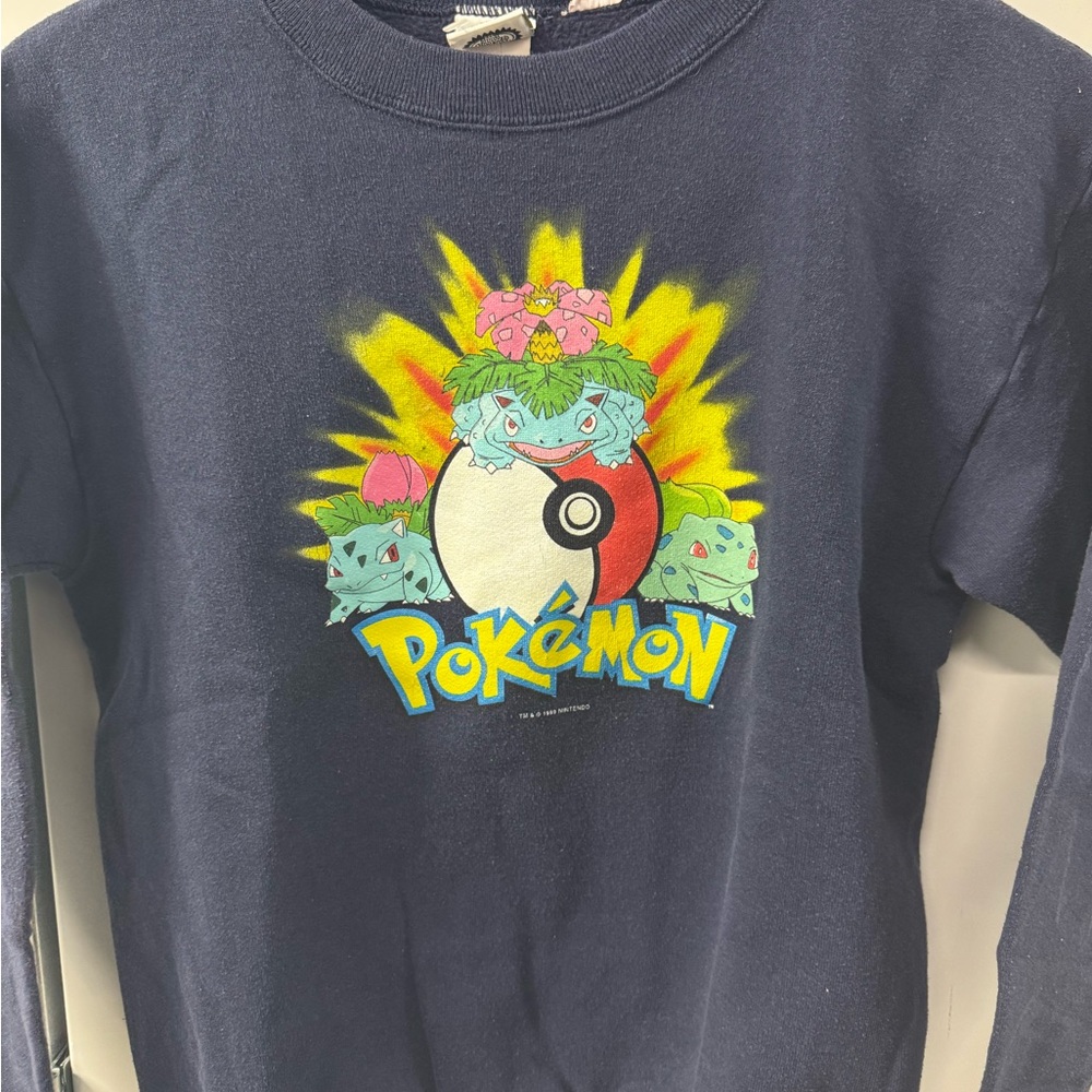Vintage Pokemon Graphic Sweatshirt Bulbasaur Ivysaur Venusaur Youth Large 90s TV